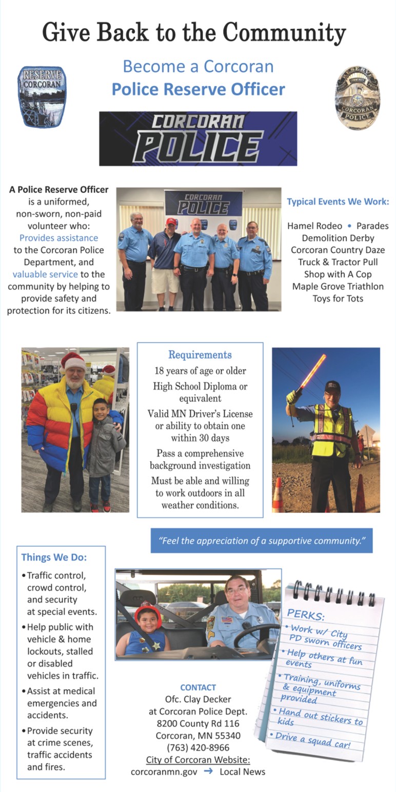 Corcoran Police Reserves Flyer 2023
